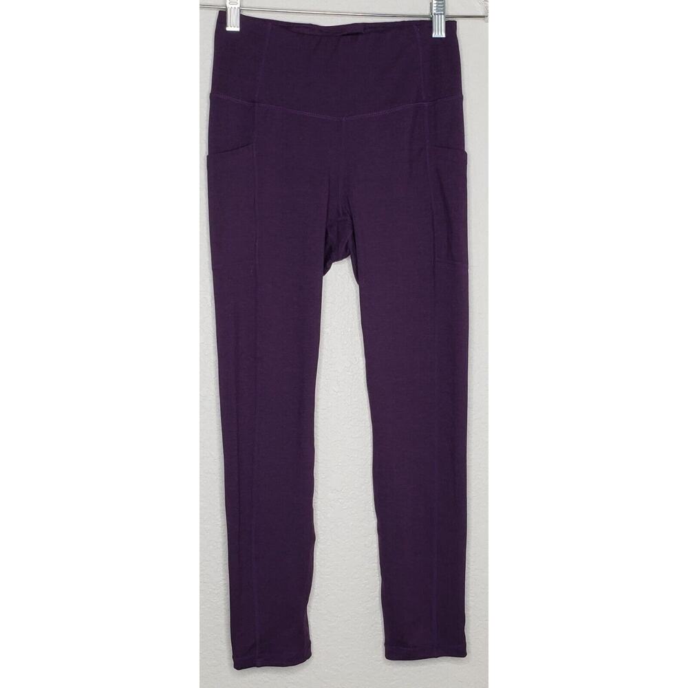 Zyia Active Womens Activewear Leggings Cropped Small Purple HiRise Side Pockets